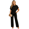High Waist Lace Detail Jumpsuit for Women with Straight Leg Fit