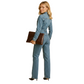 Women’s Long Sleeve Denim Jumpsuit with Straight Leg Design