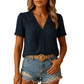 Women’s V Neck Blouse with Lace Accent and Soft Texture